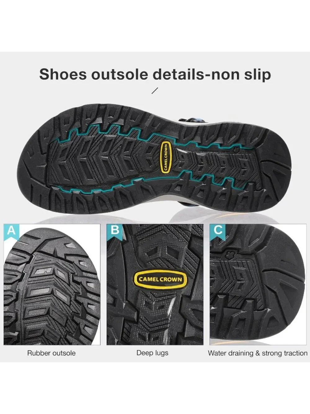 Men's Green Arch Support Open Toe Beach Comfortable Hiking Sandals Shoes